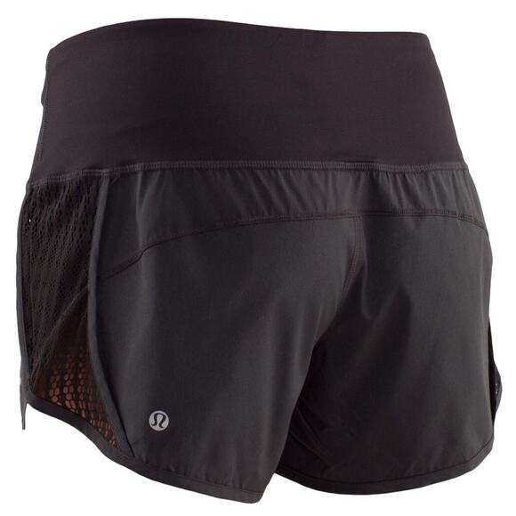 Lululemon Sun Sprinter Shorts Unlined Black Mesh Panel Side Running Athletic 4